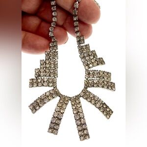 Vintage Silver-Tone Rhinestone Bib Necklace